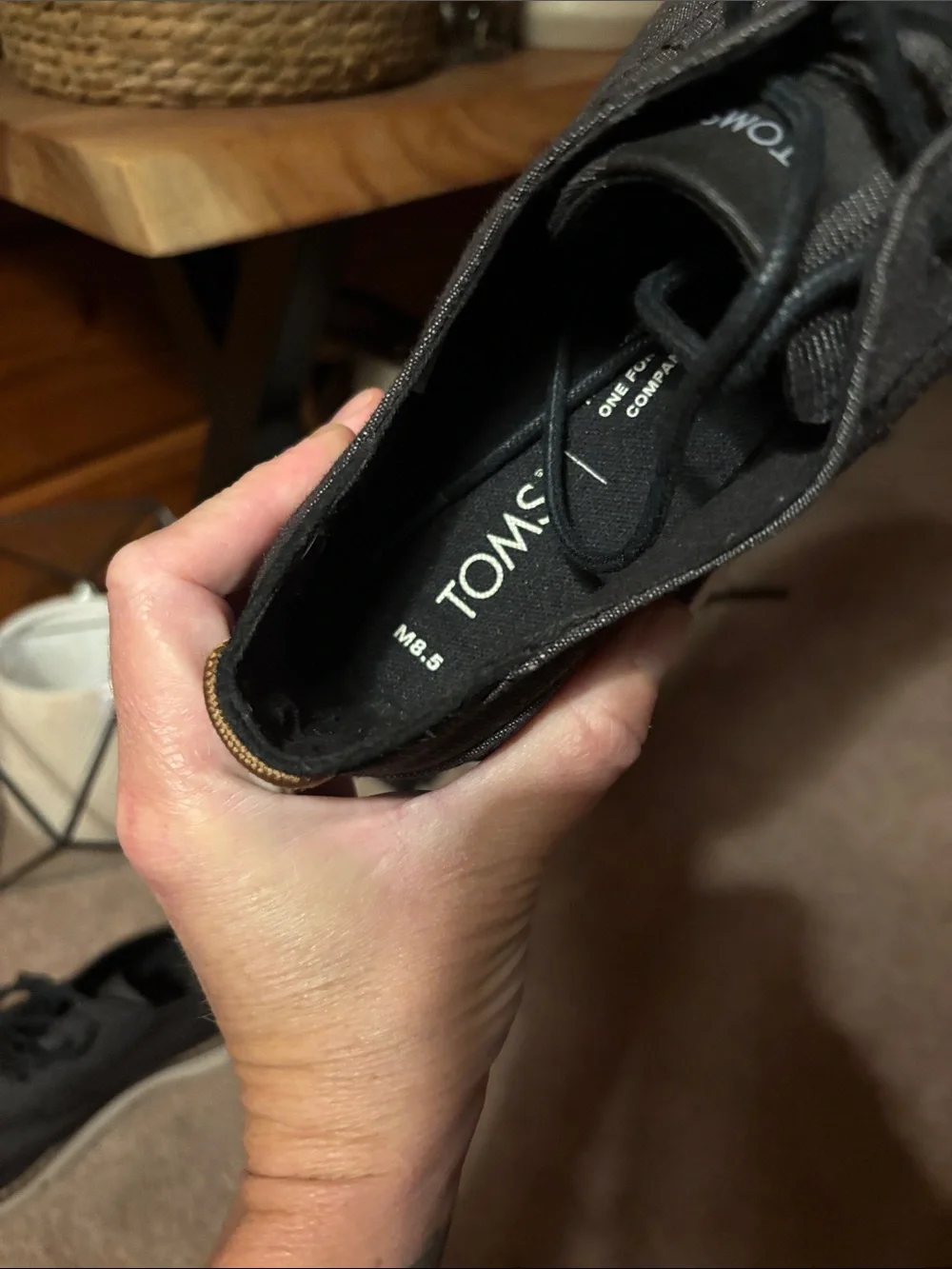 Toms Black Casual Derby Shoes with Cream Sole